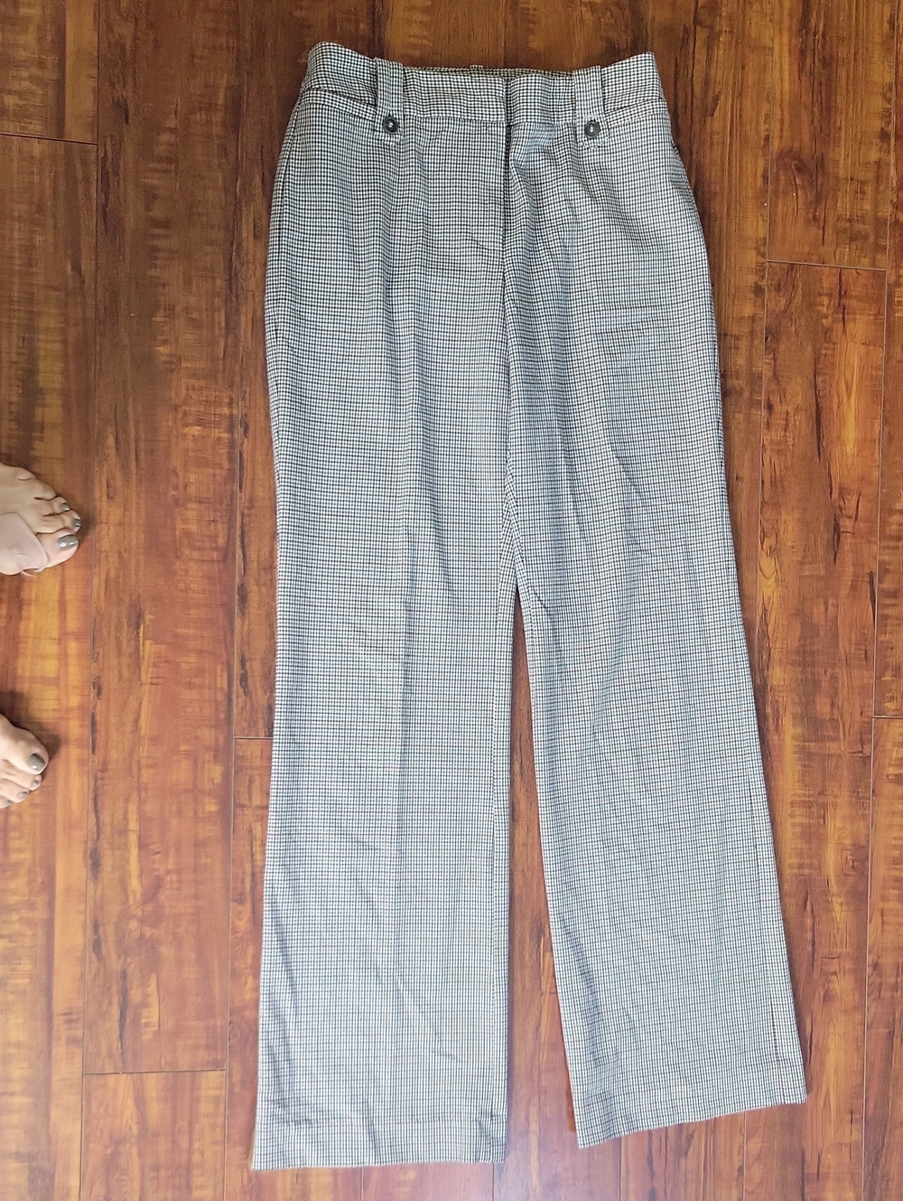 Ann Taylor Black & White Glen Plaid Wide-Leg Trousers